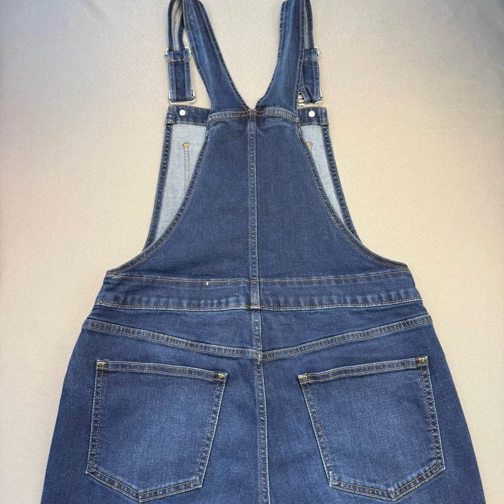 J.Crew Denim Skinny Overalls Med Wash Blue Jean Signature Stretch Size Medium‎